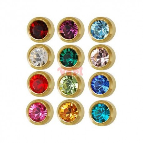 M213 MINI EAR PIERCING GOLD PLATED , ASSORTED STONE