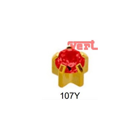 R107 ( 24CT GOLD PLATED CLAWSET BIRTHSTONES BRIGHT RED COLOUR