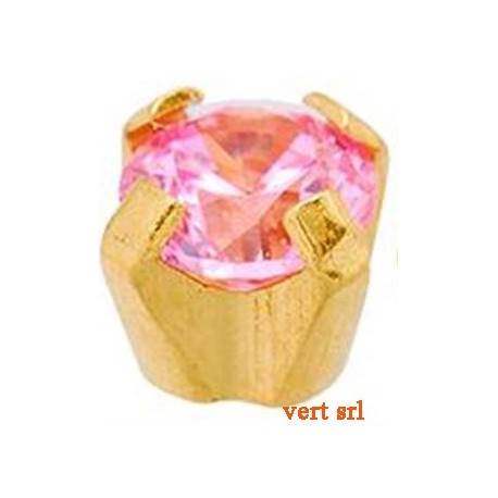 STR006 24CT GOLD PLATE REGULAR CLAWSET PINK CUBIC ZIRCONIA SYPCZ